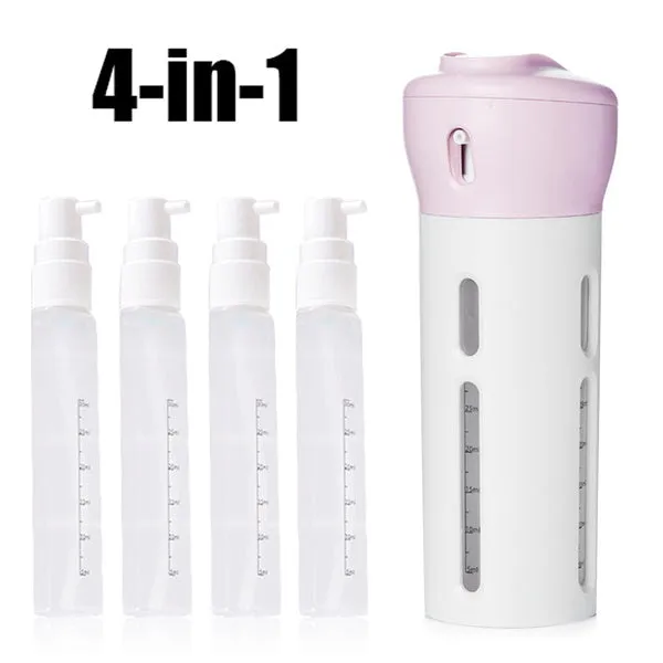 1384 4 in 1 Travel Dispenser Bottle Set Travel Refillable Cosmetic Containers Set