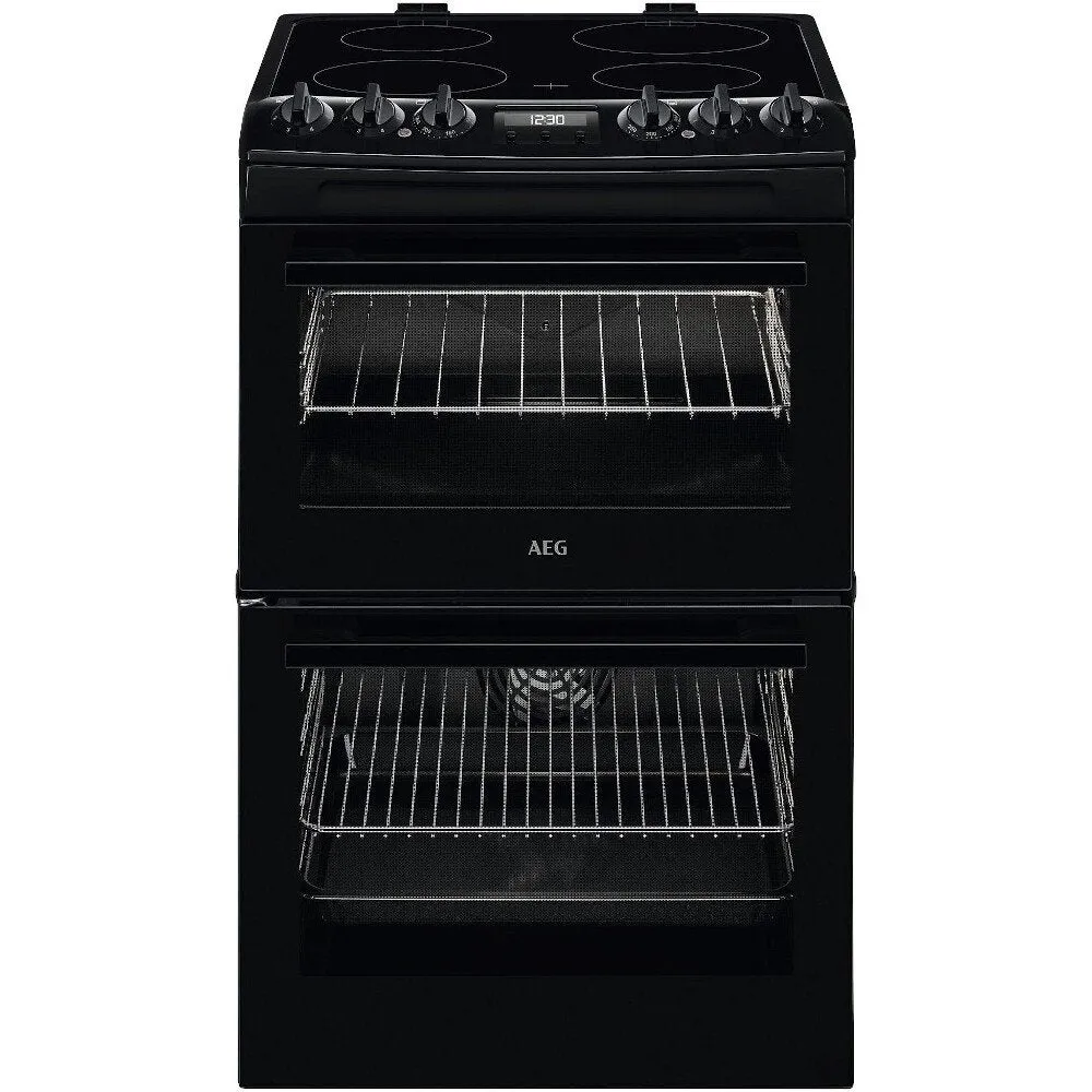 AEG CCX1530ACB Ceramic Electric Cooker with Double Oven, Black, A Rated