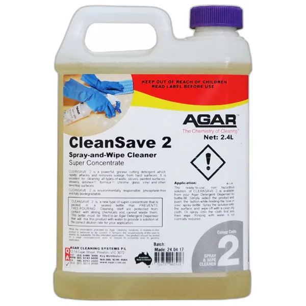 Agar CleanSave 2 Spray and Wipe Cleaner