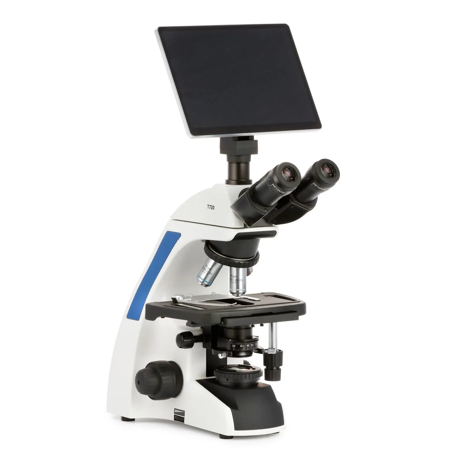 AmScope T720 Series Trinocular Compound Microscope   Koehler LED Illumination   10.5" Touchscreen 8MP Imaging System