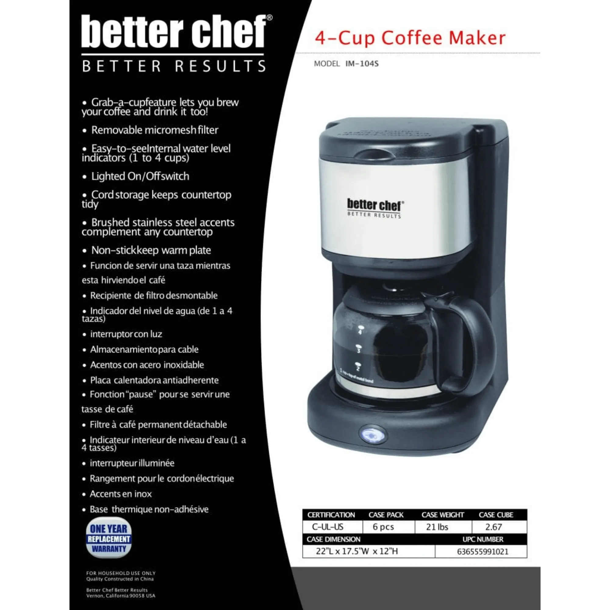 Better Chef 4-Cup Stainless Steel Coffeemaker by Jupiter Gear Home