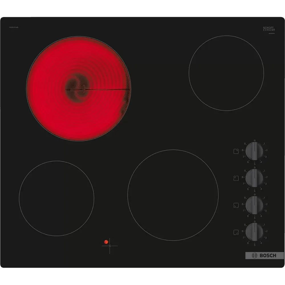 Bosch PKE611CA3E 59.2cm Wide Frameless Electric Ceramic Hob - Black