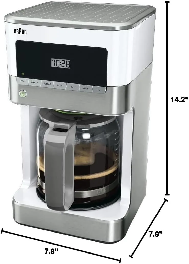 Braun Brew Sense 12-Cup Drip Coffee Maker in Stainless Steel and White (KF6050WH)