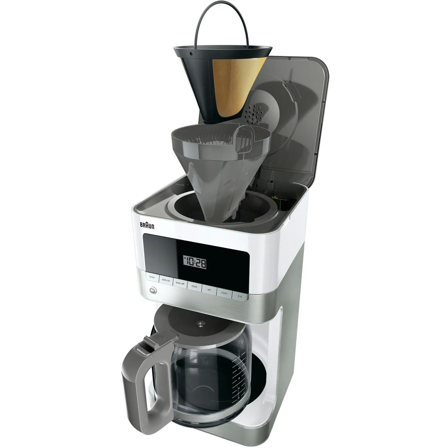 Braun Brew Sense 12-Cup Drip Coffee Maker in Stainless Steel and White (KF6050WH)