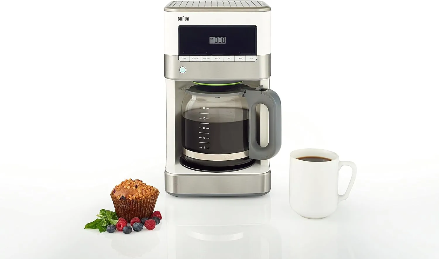 Braun Brew Sense 12-Cup Drip Coffee Maker in Stainless Steel and White (KF6050WH)