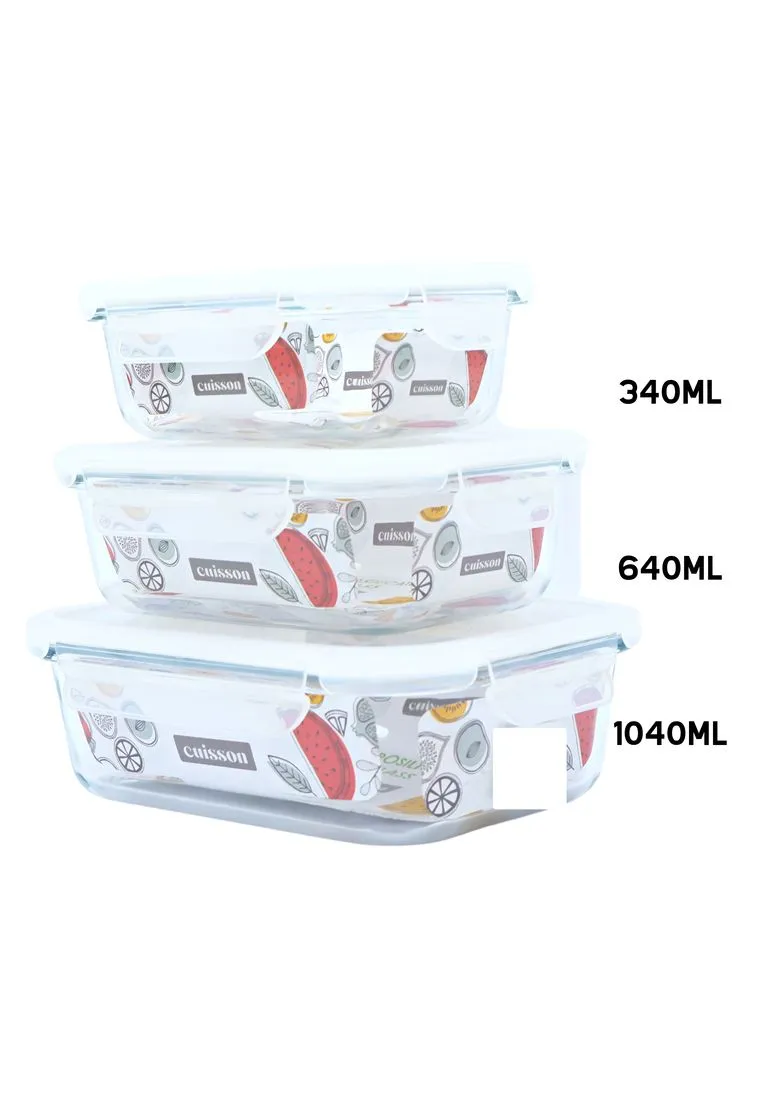 Cuisson Rectangle Glass Food Container with Lid - White