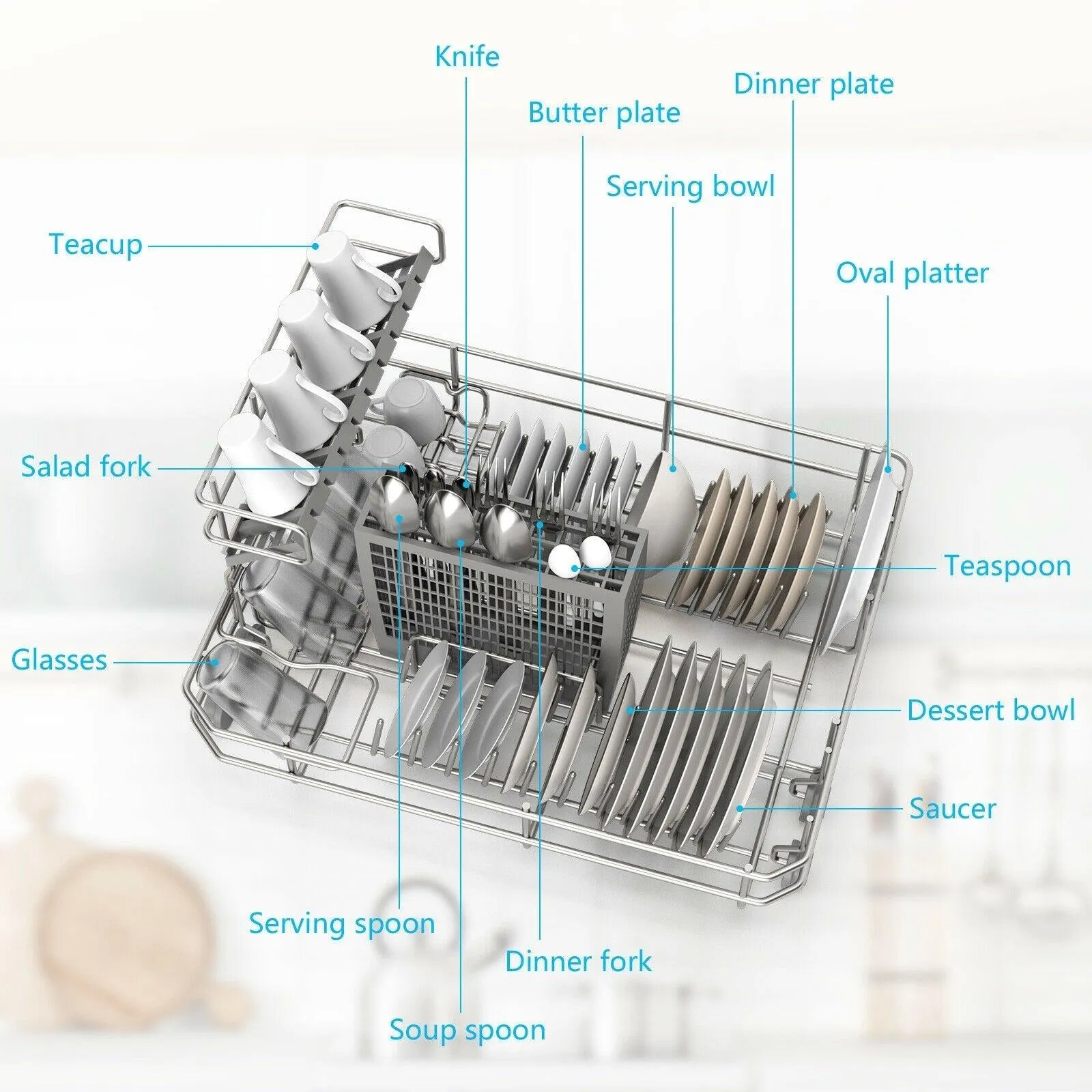 Dishwasher Machine FP10017 with 5 Programs,6 Place Setting Countertop or Built-in