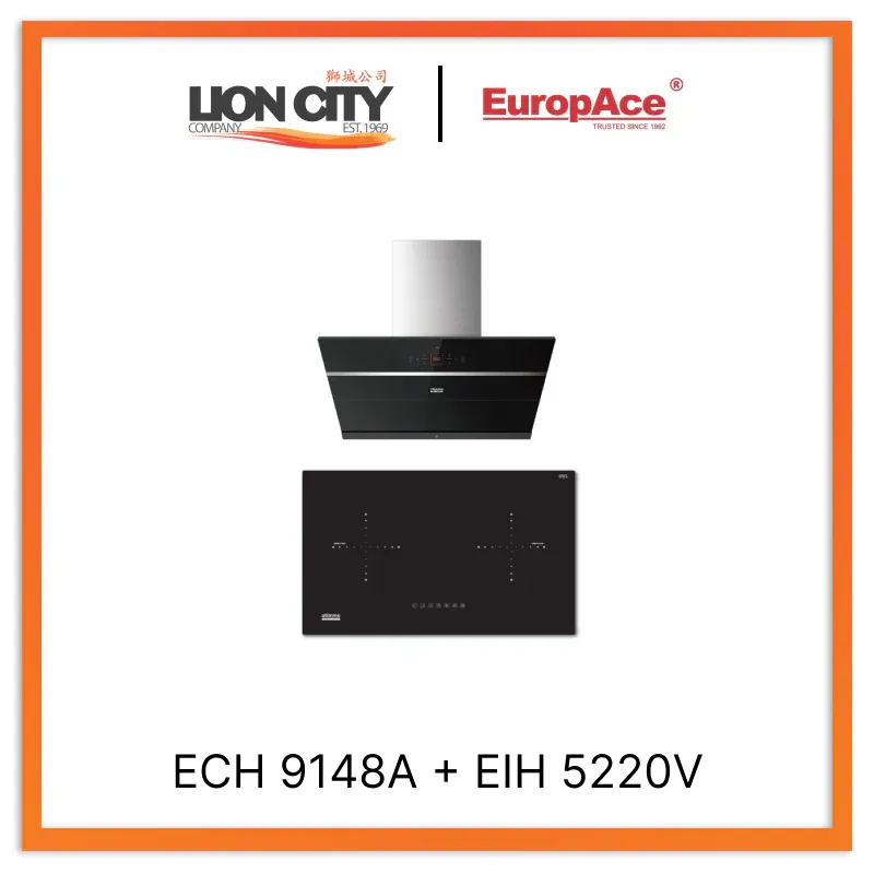 Europace ECH9148A 90cm Premium Inclined Hood   EIH5220V 75CM Built-in-Inducation Hob