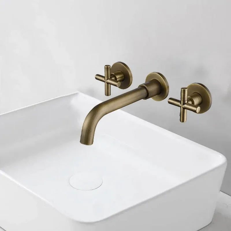 Giving Tree Double Handle Wall Mounted Bathroom Sink Faucet