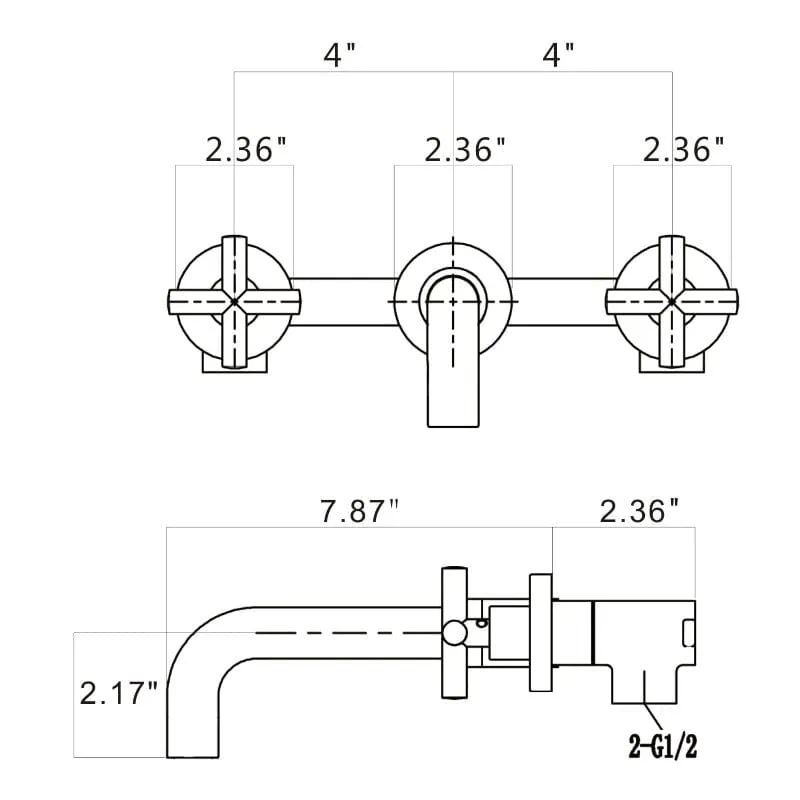 Giving Tree Double Handle Wall Mounted Bathroom Sink Faucet