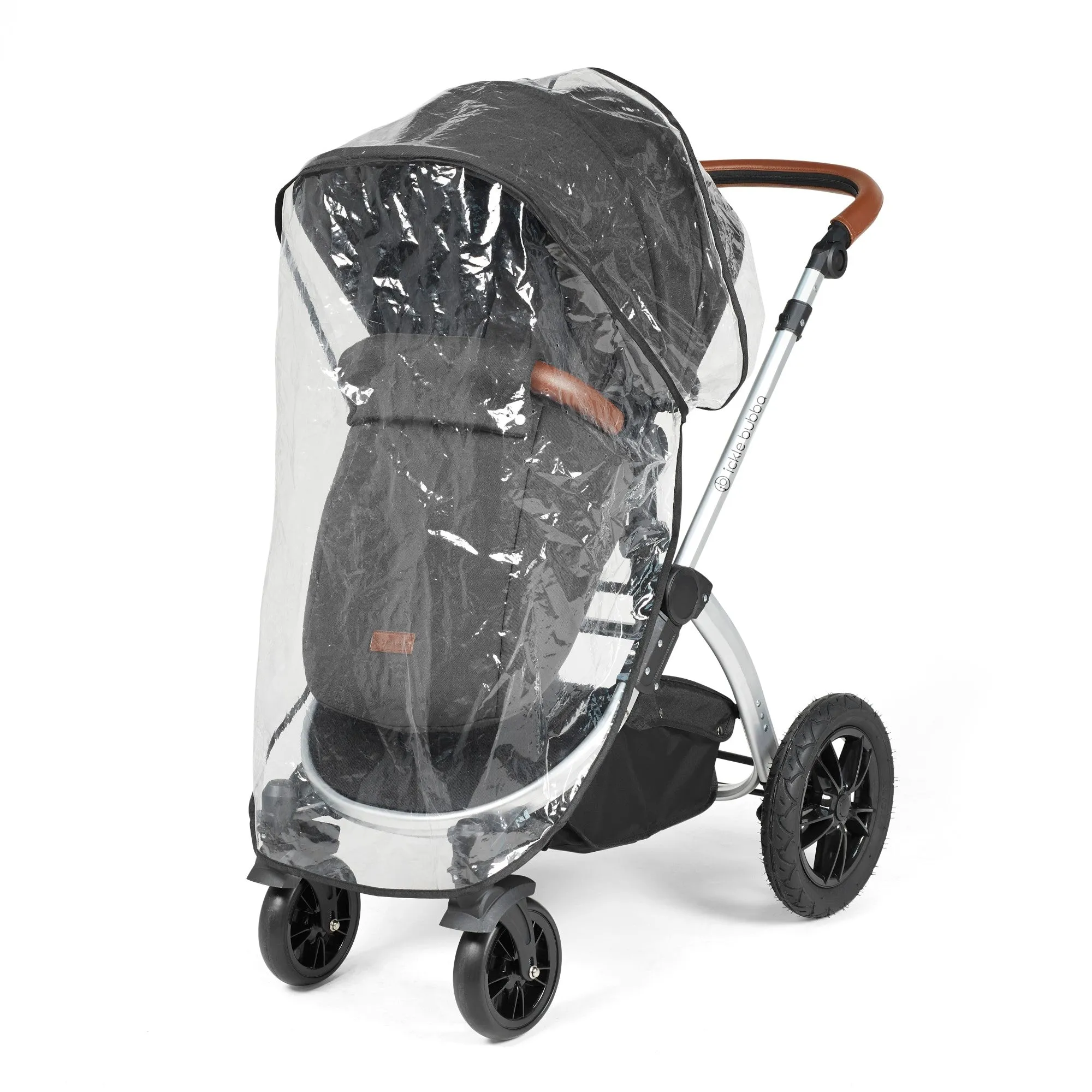 Ickle Bubba Stomp Luxe All-in-One I Size Travel System With Isofix Base (Stratus) Charcoal Grey on Silver