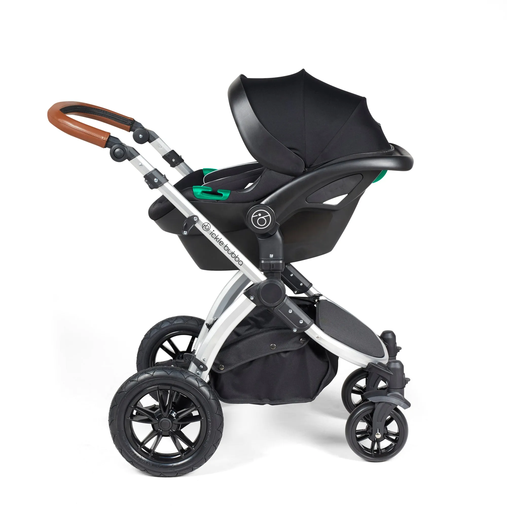 Ickle Bubba Stomp Luxe All-in-One I Size Travel System With Isofix Base (Stratus) Charcoal Grey on Silver