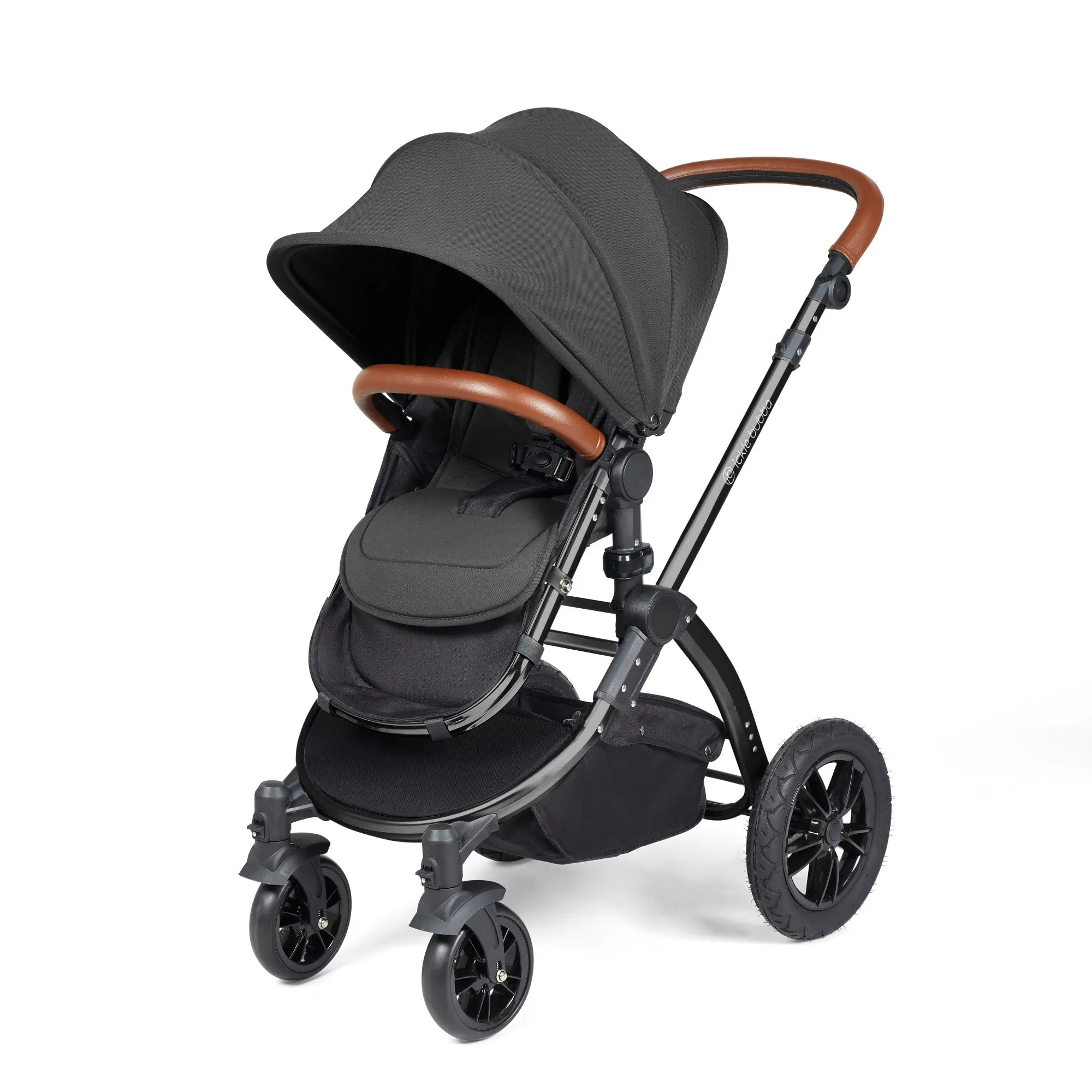 Ickle Bubba Stomp Luxe All-in-One I Size Travel System With Isofix Base (Stratus) Charcoal on Black