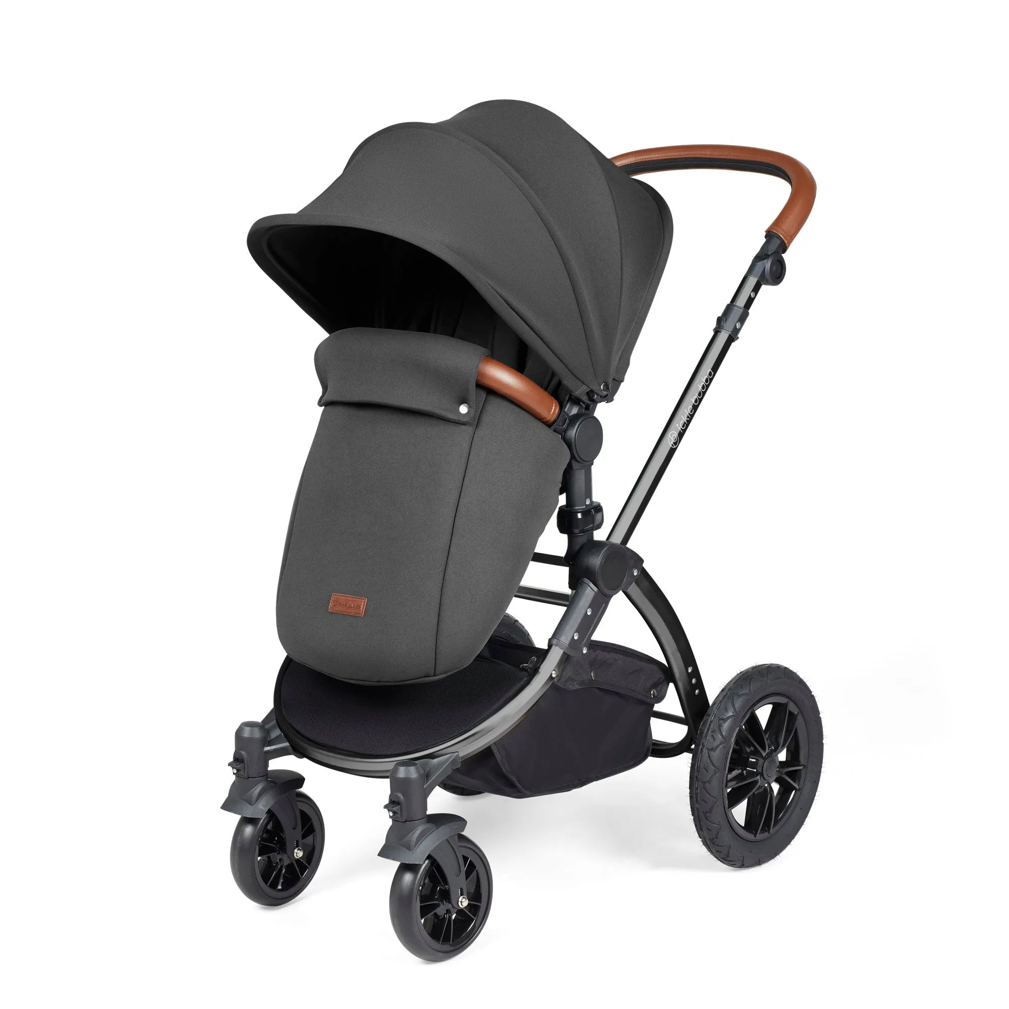 Ickle Bubba Stomp Luxe All-in-One I Size Travel System With Isofix Base (Stratus) Charcoal on Black