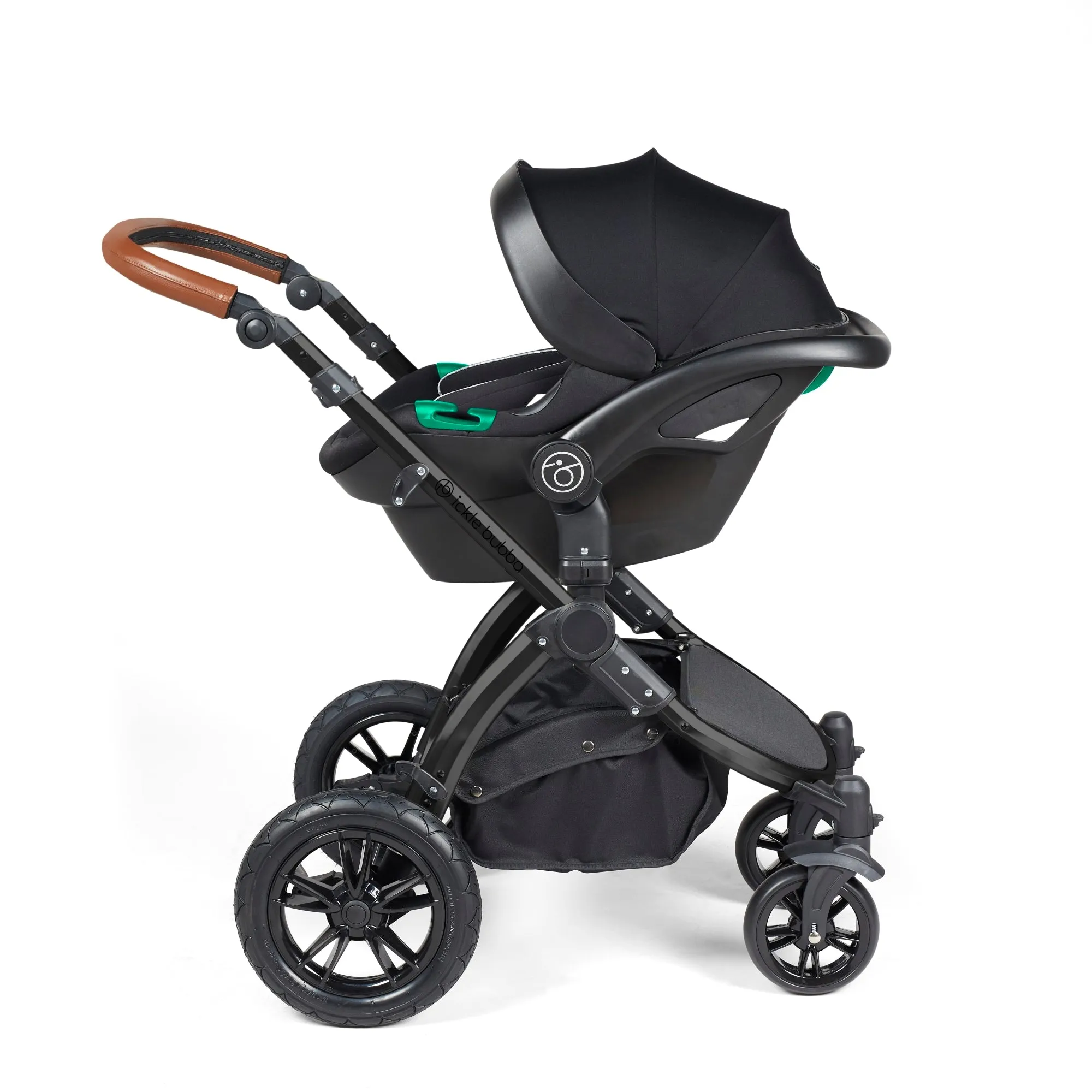 Ickle Bubba Stomp Luxe All-in-One I Size Travel System With Isofix Base (Stratus) Charcoal on Black