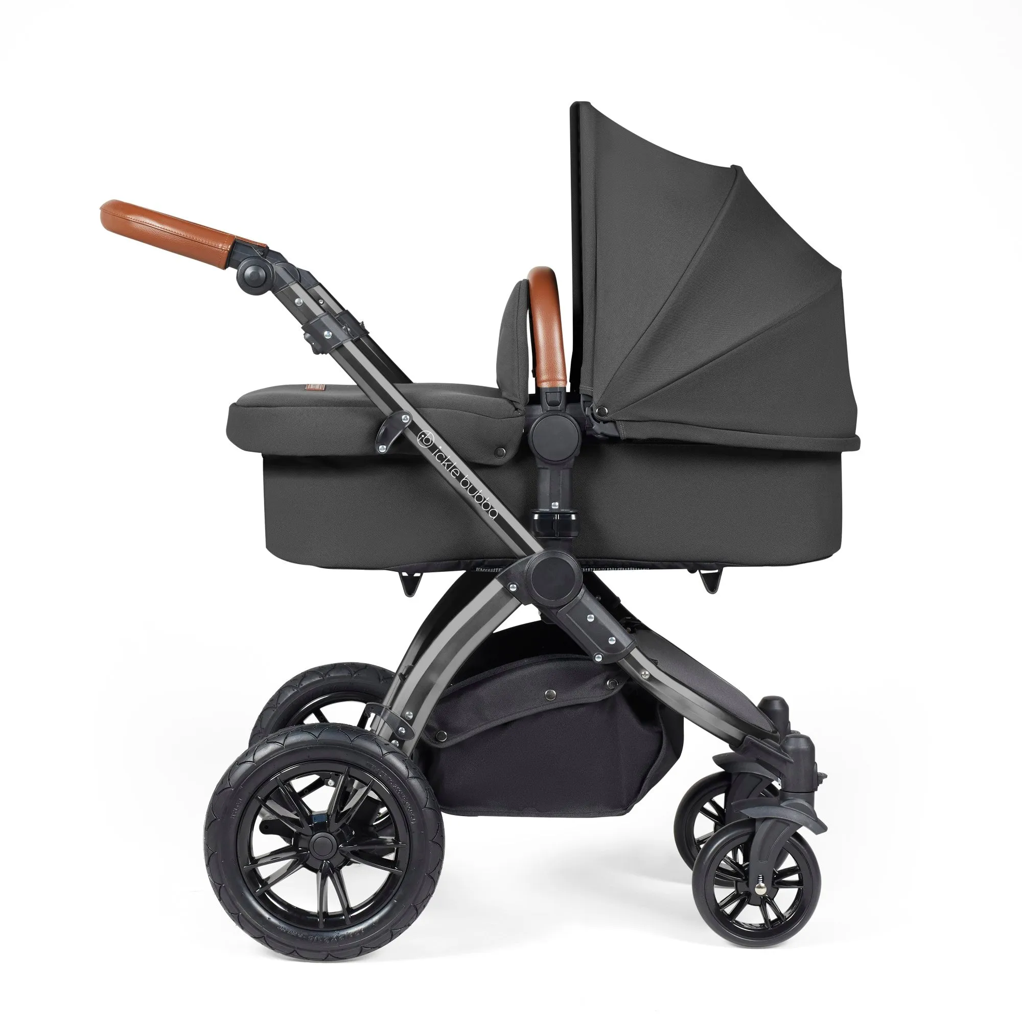 Ickle Bubba Stomp Luxe All-in-One I Size Travel System With Isofix Base (Stratus) Charcoal on Black