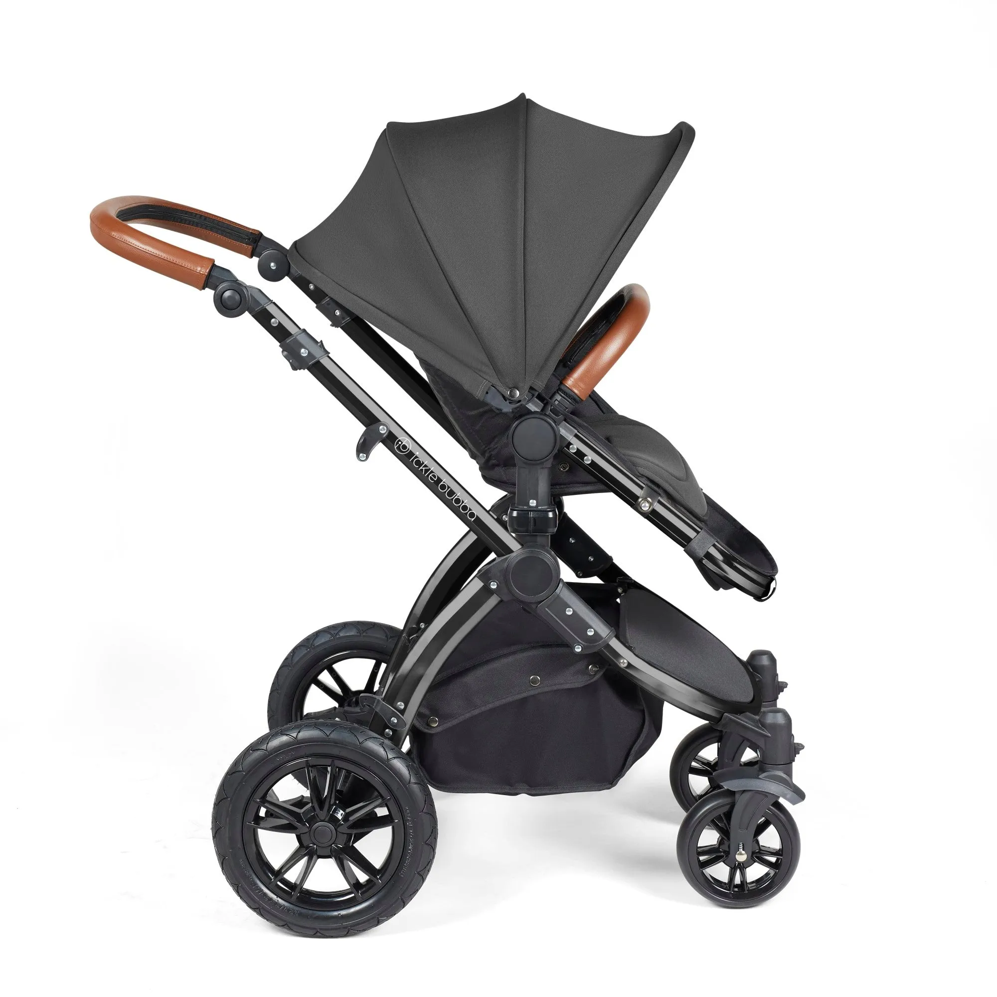 Ickle Bubba Stomp Luxe All-in-One I Size Travel System With Isofix Base (Stratus) Charcoal on Black