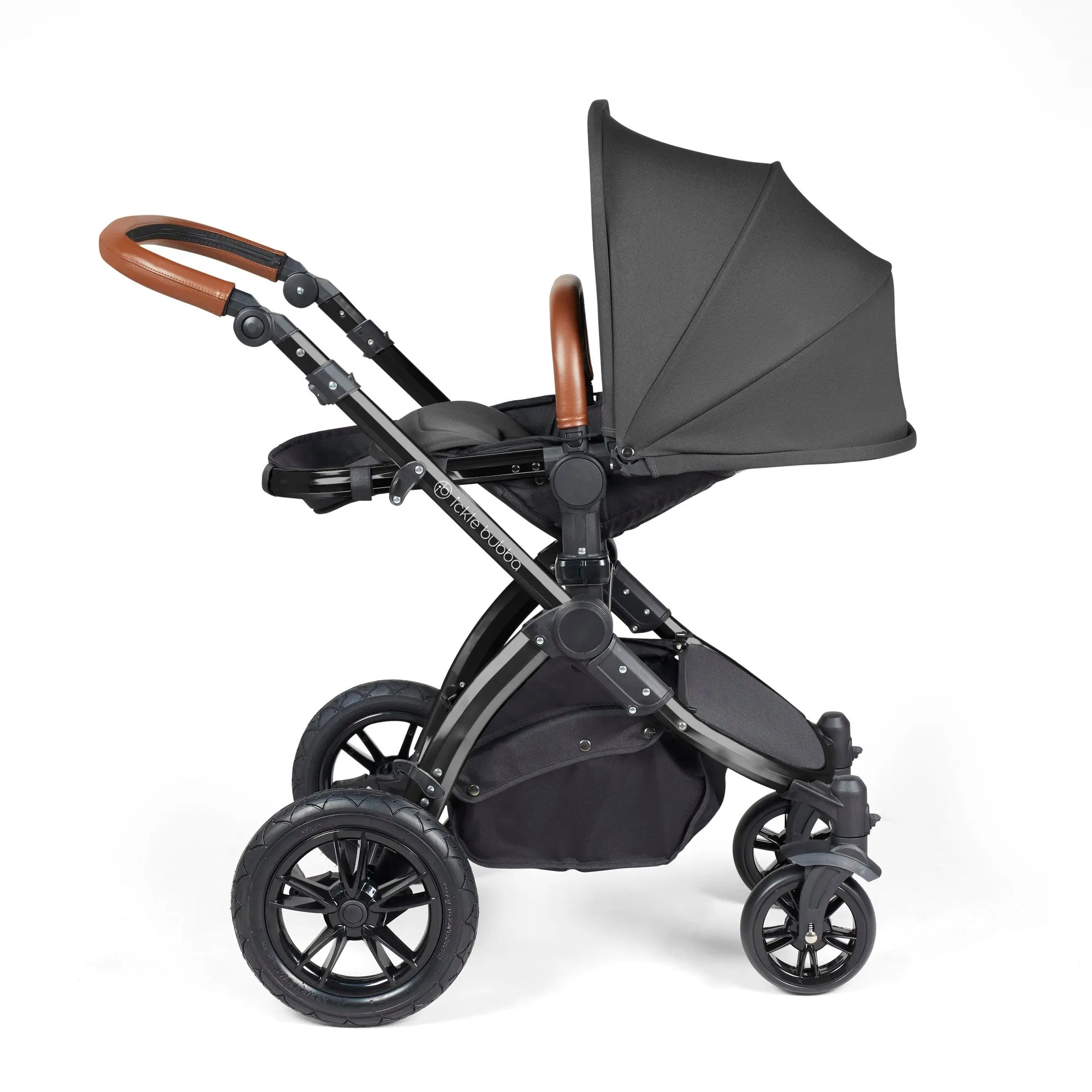 Ickle Bubba Stomp Luxe All-in-One I Size Travel System With Isofix Base (Stratus) Charcoal on Black