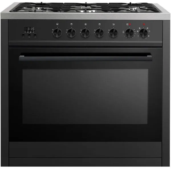 Kitchen VOGUE Freestanding Oven 90cm with Gas Cooktop - 107L - Full Black