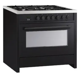 Kitchen VOGUE Freestanding Oven 90cm with Gas Cooktop - 107L - Full Black