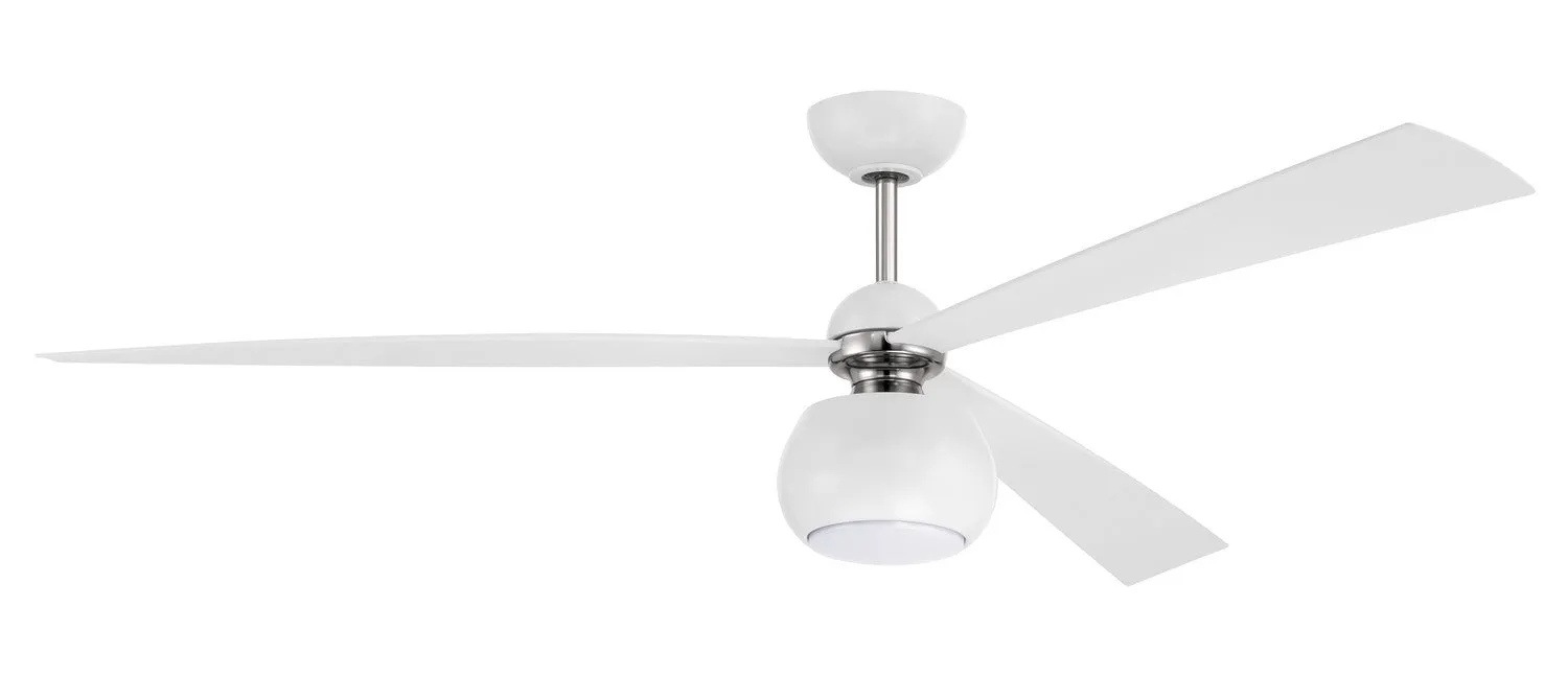 Otto 60" Ceiling Fan in White & Polished Nickel