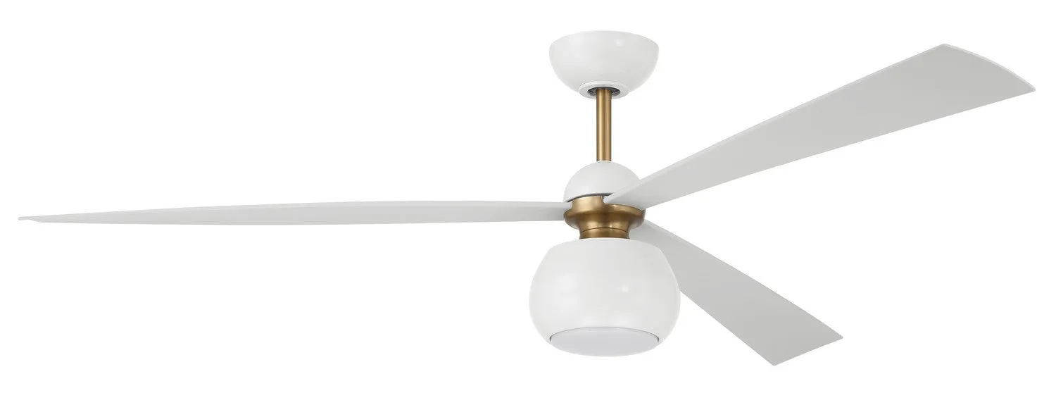 Otto 60" Ceiling Fan in White & Satin Brass