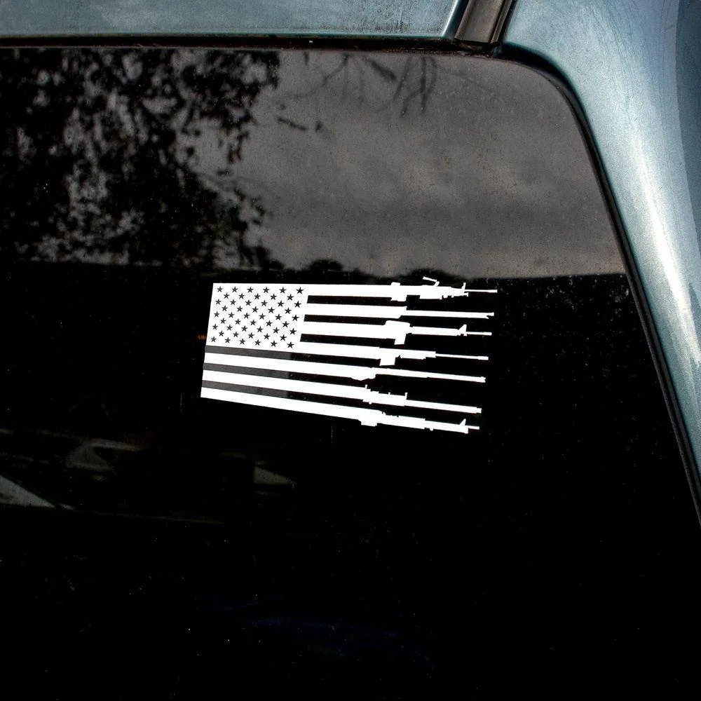 Rifle Flag 6" White Decal