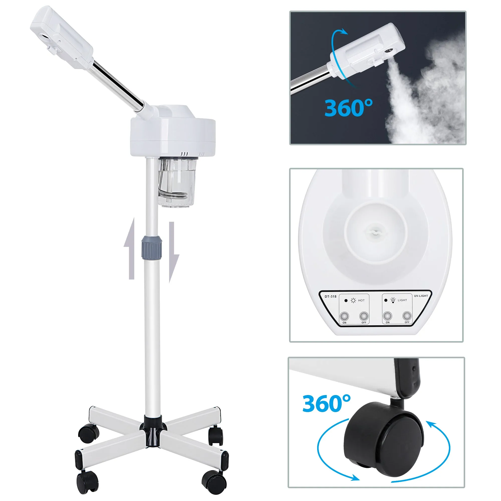 ZENY™ Facial Steamer On Wheels For Personal Home Salon Spa Skin Cleaning